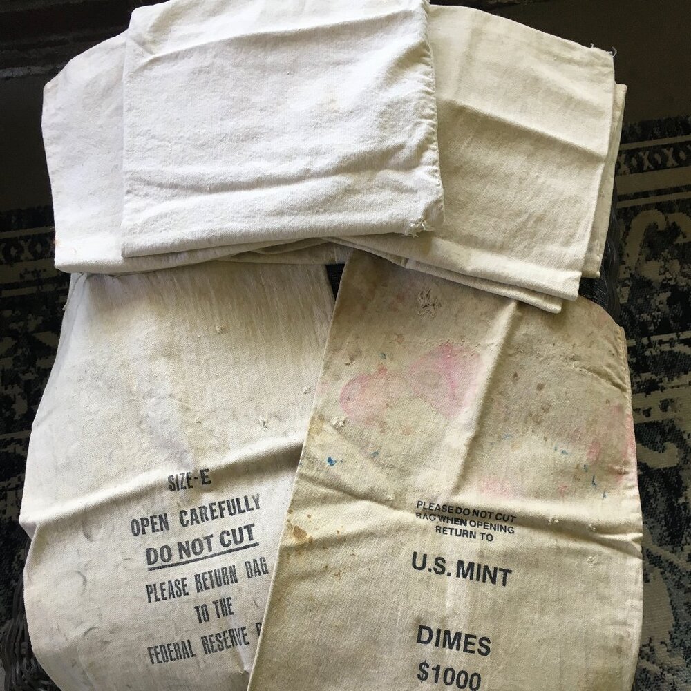 U.S Mint Cash Bags * Old / Vintage / Worn * Dimes * Neat